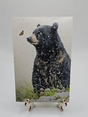 4x6 Bear With Butterfly Oil Painting Art Print